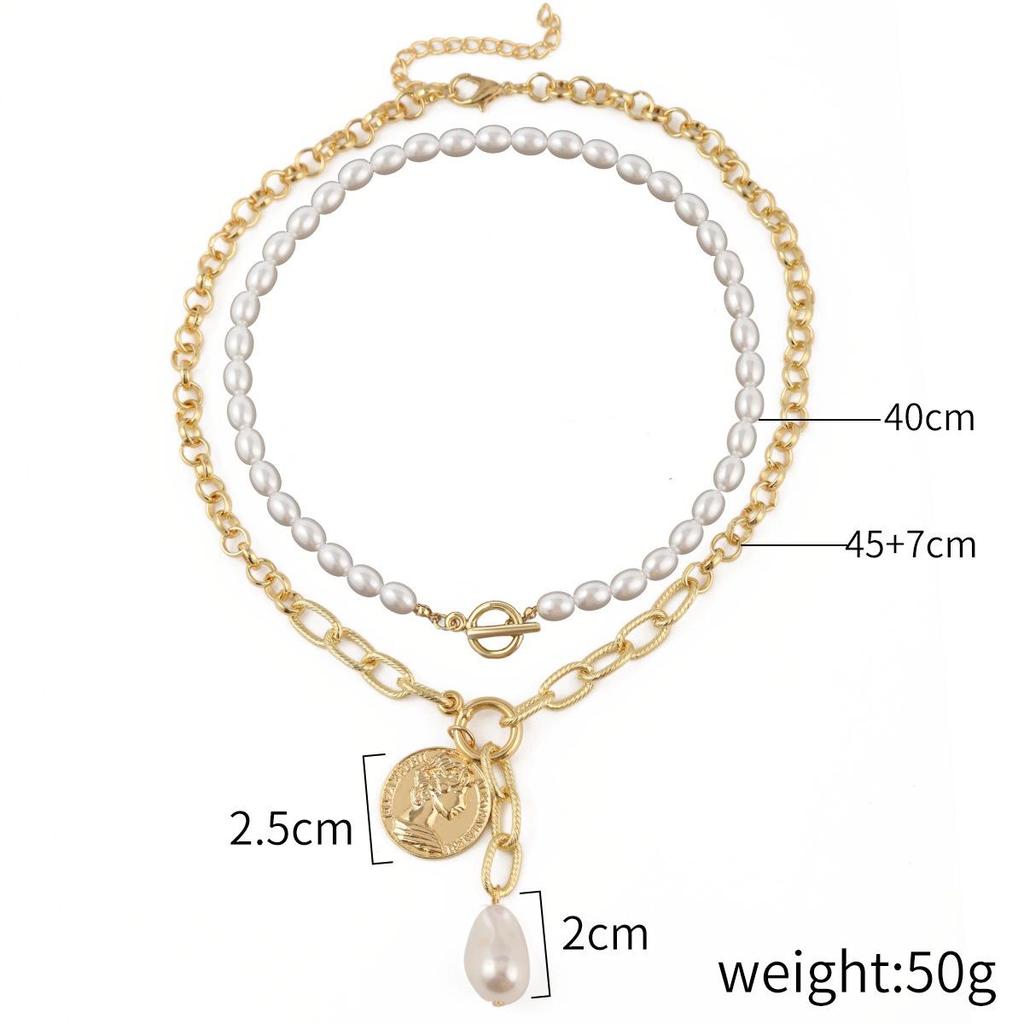 Multi-Layer Irregular Baroque Pearl Necklace - Vintage European & American Style