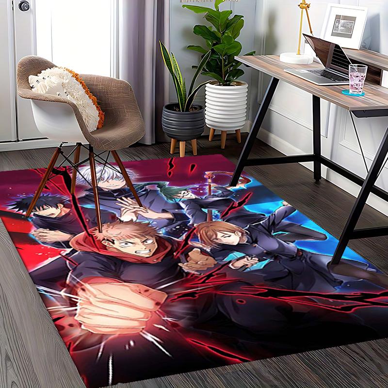 1pc Anime Cartoon Design Jujutsu Kaisen Characters Chair Mat - Non-Slip Carpet for Office, Home Decor, Living Room, Bedroom, Game Room - Perfect Gift