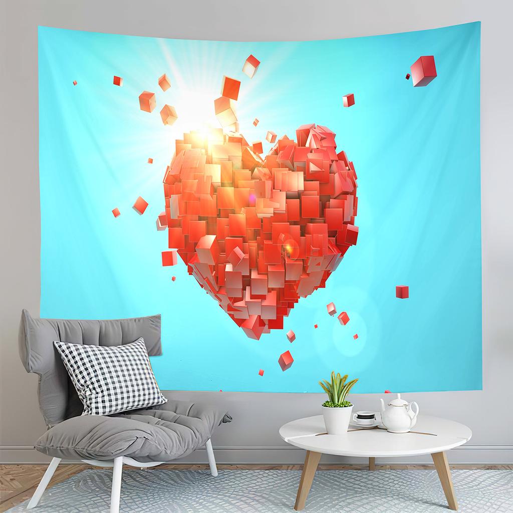 Red Love Heart Rose Flower Tapestry Romantic Sweetheart Tapestry Home Living Room Dorm Bedroom Aesthetics Decoration Tapestries