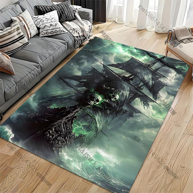 Haunted ghostly ship at sea carpet Yoga living room room decor children's crawling mat doormat area rug games mat
