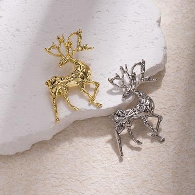 Three-Dimensional Creative Brooch Alloy Smooth Elk Brooch Cartoon Versatile Men'S And Women'S Cardigan Corsage Jewelry Pin