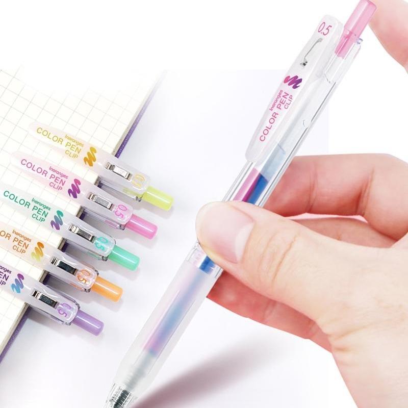 5pcs Rainbow Gradient Color Pens Set Gel Ink Vintage Marker Liner 0.5mm Ballpoint Stationery Gift