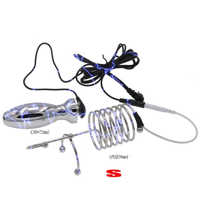 Bdsm Electric Shock Anal Plug Penis Plug Electrosex Rings E-stim Anus Stimulator Chastity Cage Masturbation Sex Tools For Men