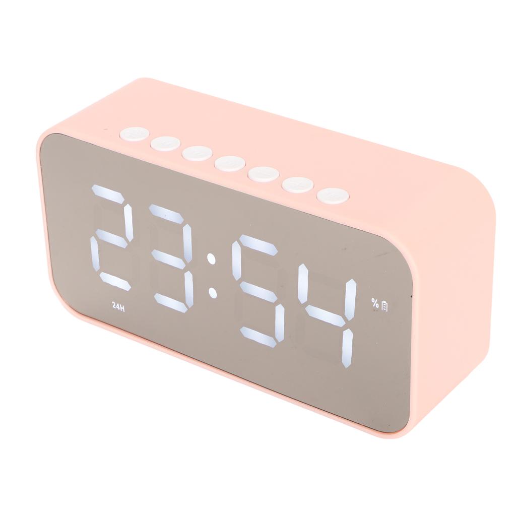 Wireless Speaker Stereo Sound Noise Cancelling Temperature Display Voice Broadcast FM Radio Mirror Alarm Clock