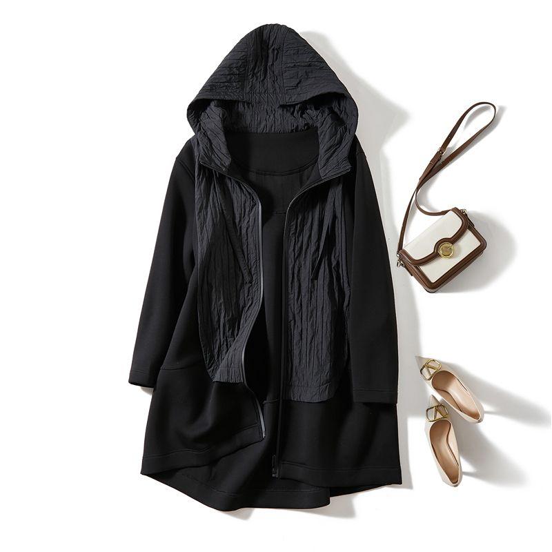 

Знаменитые экспортные заказы из Северной Америки! Темперамент Женский Капюшон Воздушный Хлопок Передняя Молния Капюшон Поддельный Двойка Пальто Новая Верхняя Одежда Black(Out deduction bill BI in) XL