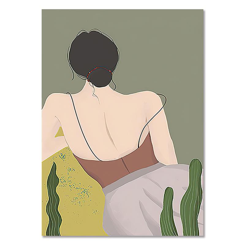 Nordic Watercolors Woman Canvas Paintings Simple Figure Wall Art Decor Poster and Prints Pictures for Interior Living Room Decor