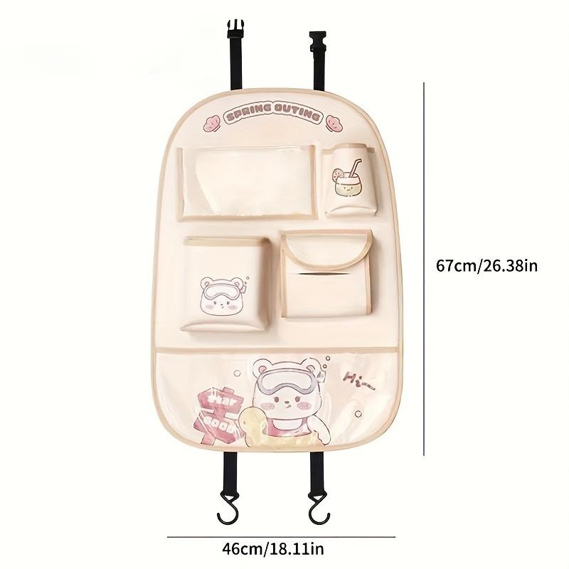Car Seat Back Organizer Adjustable Kick-Proof PU Leather Storage Bag Hanging Storage Box Ideal for Keeping Car Seats Clean