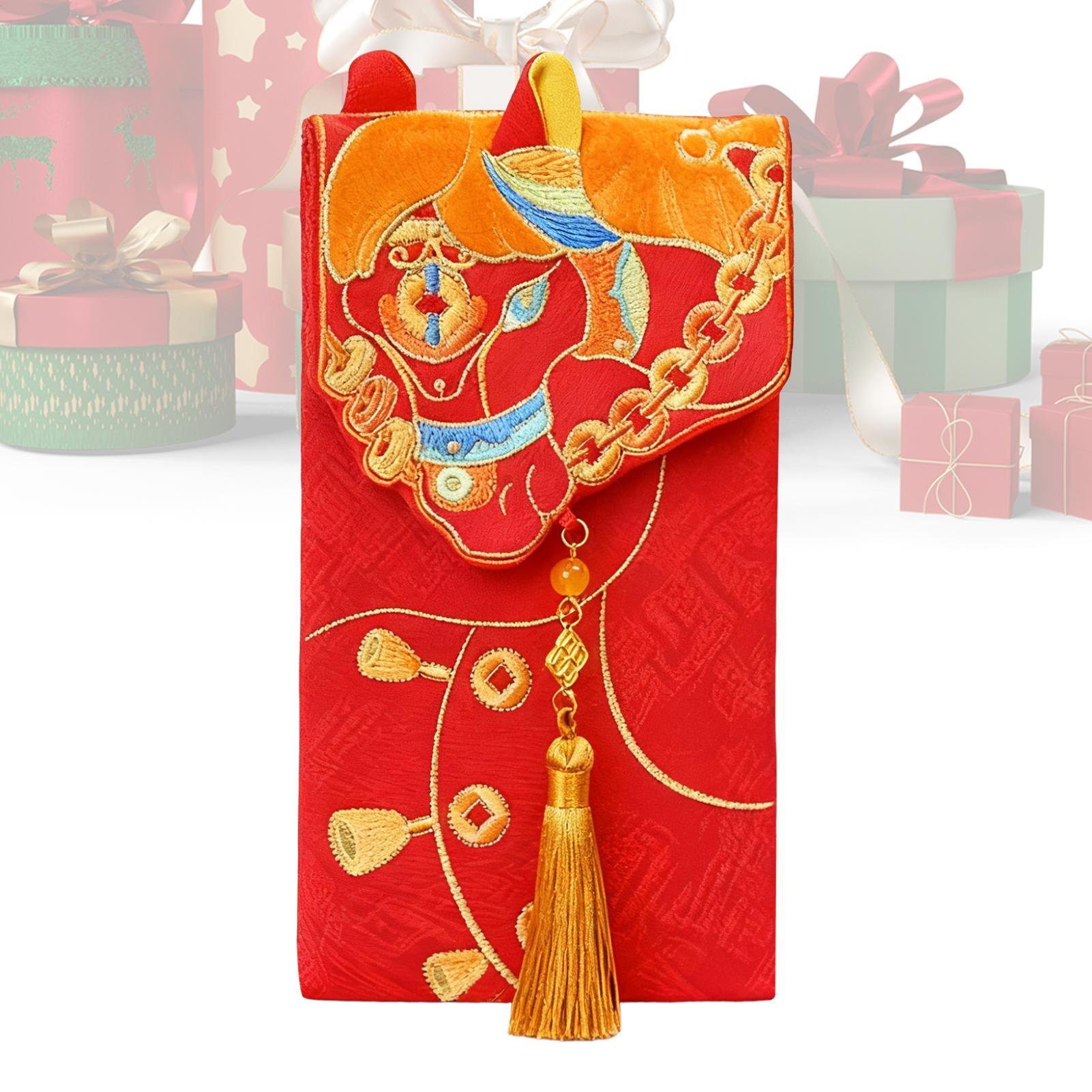 

Year of the Horse Embroidery 3D Horse Red Envelope Creative Cartoon Red Money Envelopes for Chinese Spring Festival Birthday CHINA