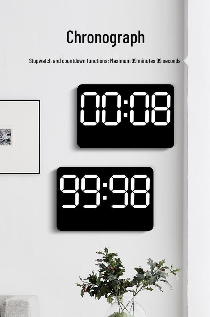 Large LED Digital Alarm Clock - Silent Weekday Display for Living Room