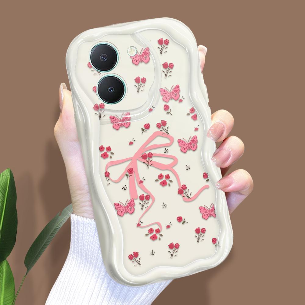 Cute Cartoon Pattern Cream Texture Casing Wavy Edge Soft Silicone Cover Phone Case for Vivo