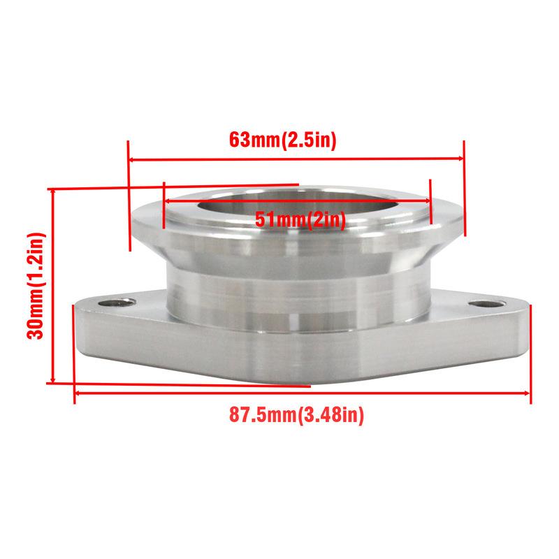 44mm Vband MVS wastegate į 2 varžtų flanšo kolektoriaus adapterio tarpinė