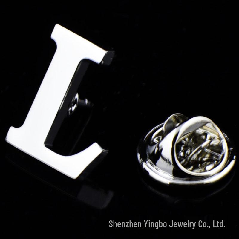 High-Quality Brass English Letter Brooches A-Z for Men & Women – Suit, Jacket, Shirt Badge.