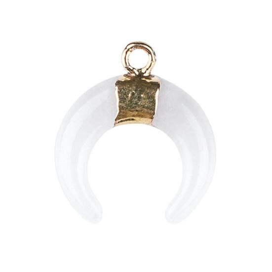 

DIY Pendant Gold-Plated Edging Crescent Horn Design Natural Imitation Crystals Jade Necklace Bracelet Earrings Charm DIY Jewelry Making Accessories K