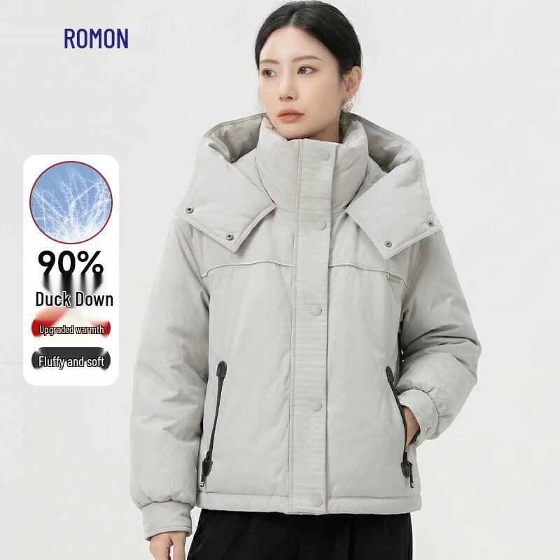 Romon Women's Short Thick Hooded 90% Duck Down Winter Jacket