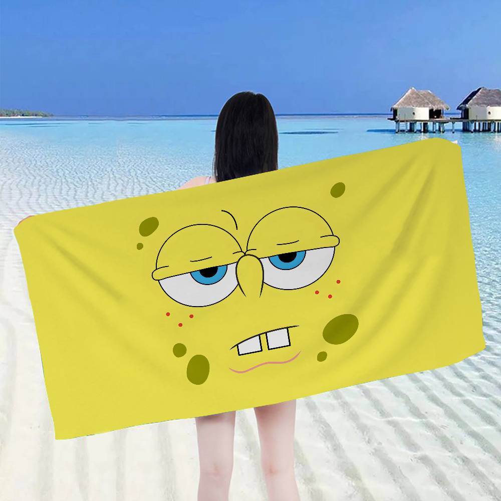 Anime S-Spongebobes Cute Microfiber Printed Beach Towel Mountain Climbing Yoga Beach Swimming Running Absorbent Soft Towel