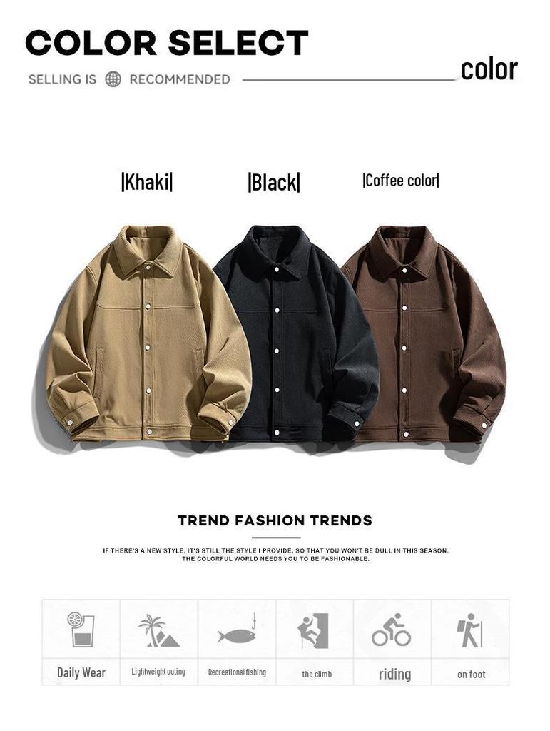 Retro Men's Lapel Jacket: Trendy, Loose-Fit, Plus Size Outerwear for Spring & Autumn