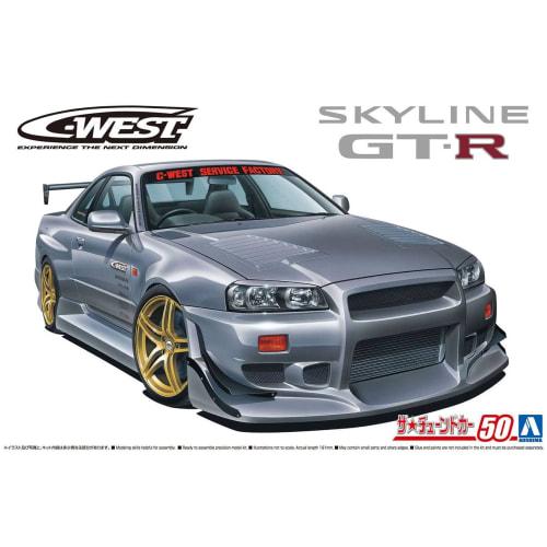 Aoshima Bunka Kyozai 1/24 Scale The Tuned Car Series No. 50 Nissan C-WEST BNR34 Skyline GT-R 2002 Plastic Model