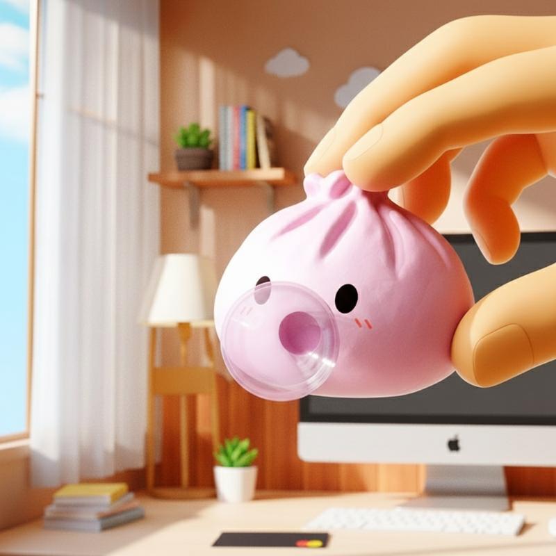 Cute Cartoon Steamed Bun Shaped Soft Bubble Finger Toy Stress Reliever Mini Steamed Bun Squishy Toy
