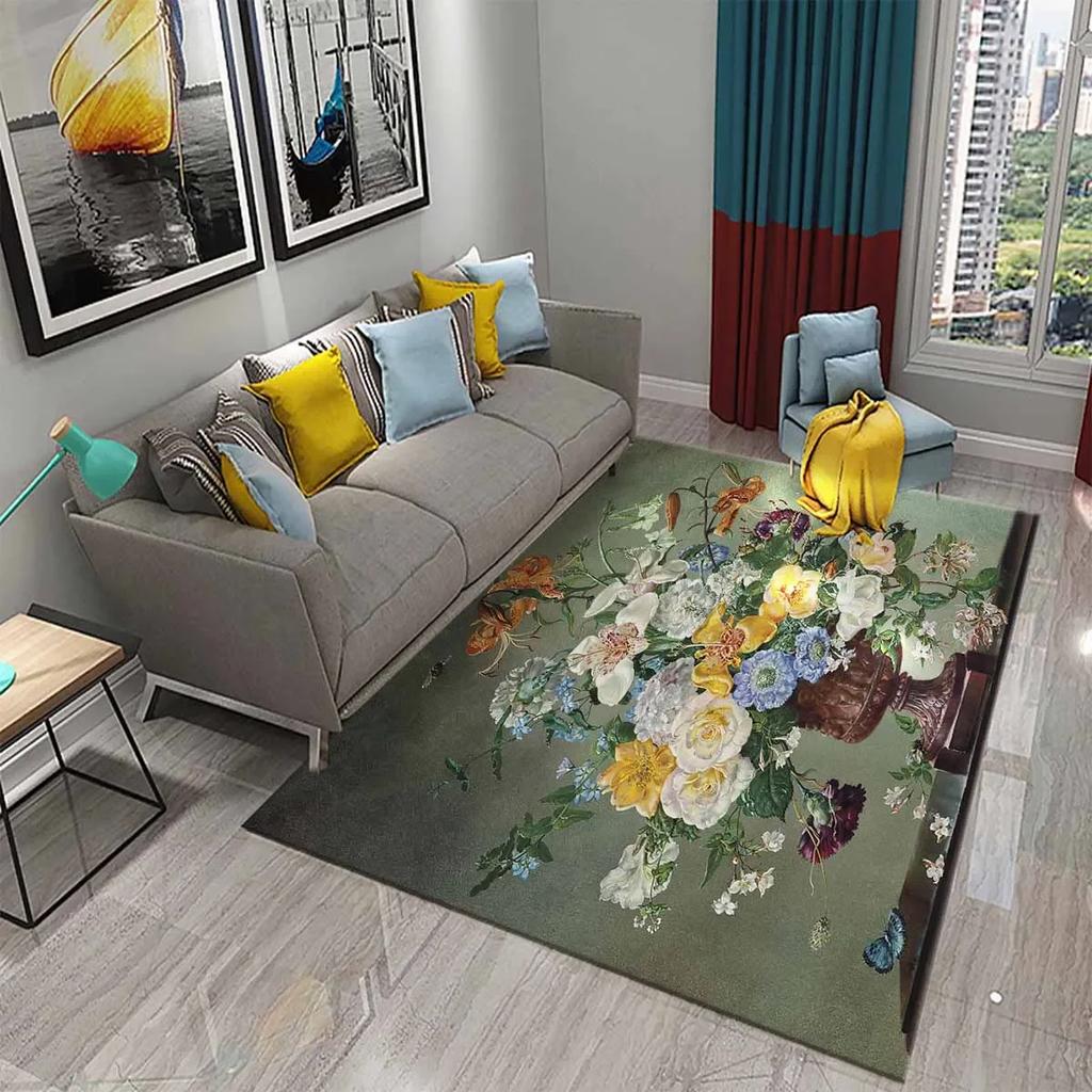 Colorful Oil Painting Flower Carpet Bathroom Kitchen Anti-Slip Carpet Door Mat Doormat Outdoor Living Room Bedroom Floor Mat Rug