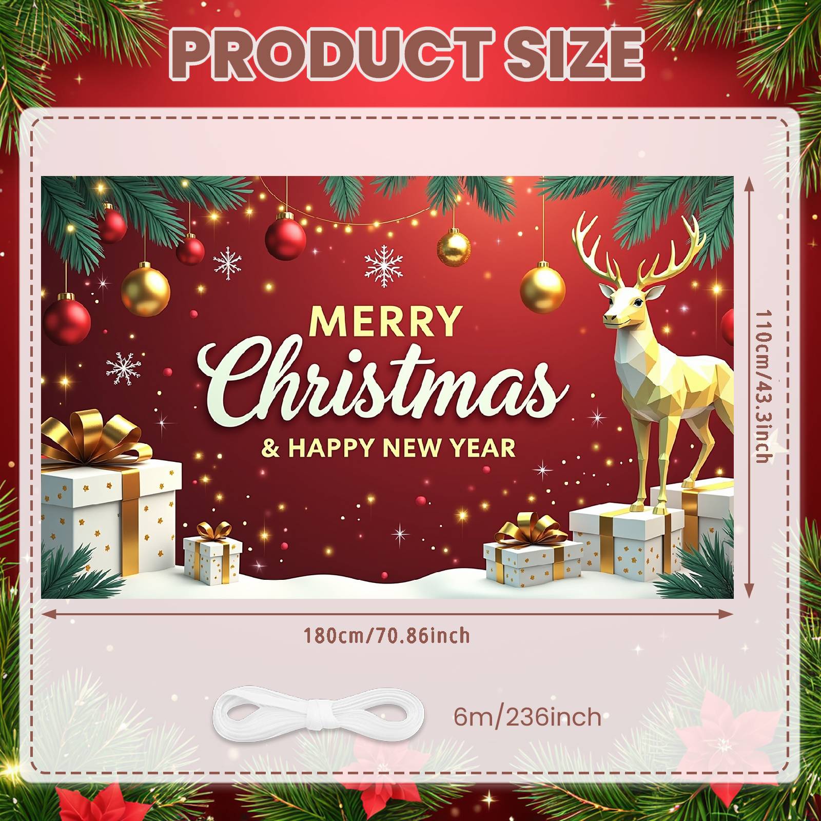 Christmas Banner Xmas Theme Christmas Decoration Banner Xmas Banner Christmas Ball For Indoor Party Festive Gathering Holiday