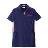 Nursery Polo Shirt with Side Stripes, Side Pockets, Mesh, Moisture-Wicking, Quick-Drying, Long Length Covering the Buttocks, Size L, Navy Hot Pink, 96