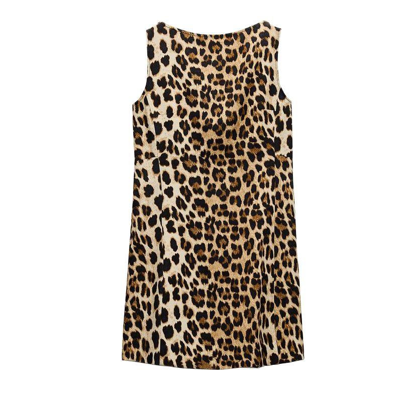 

Spring New Sexy Style Sexy Silm round Neck Sleeveless Leopard Print Print Short Dress 3201140 Leopard print L