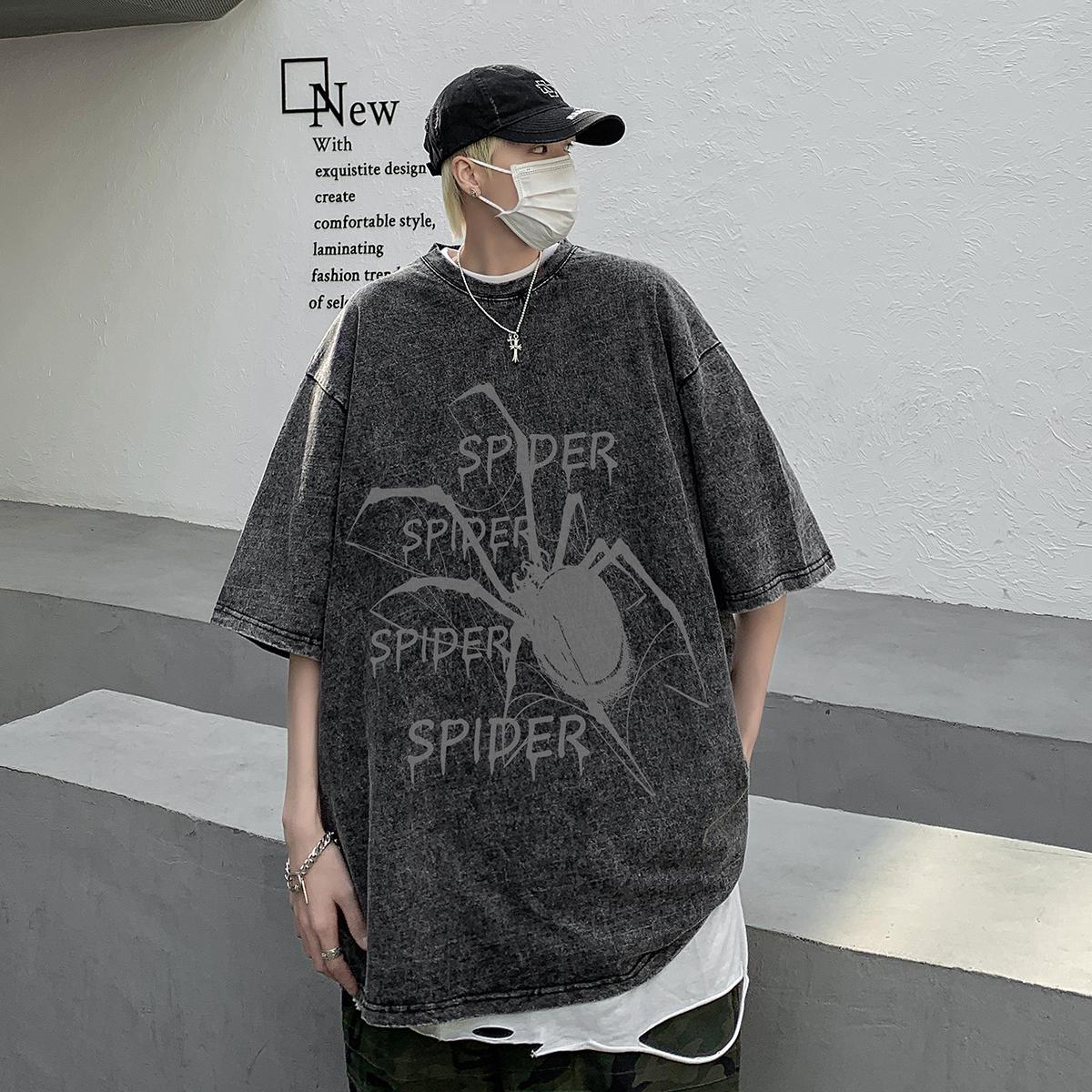 

S-5XL 280gsm 100% хлопок мужская или женская футболка уличная одежда короткие топы в стиле панк Zomer винтажная футболка для стирки кислотой 5XL чёрный