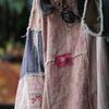 Little Mud Girl Retro Patchwork Robe with Artistic Round Neck