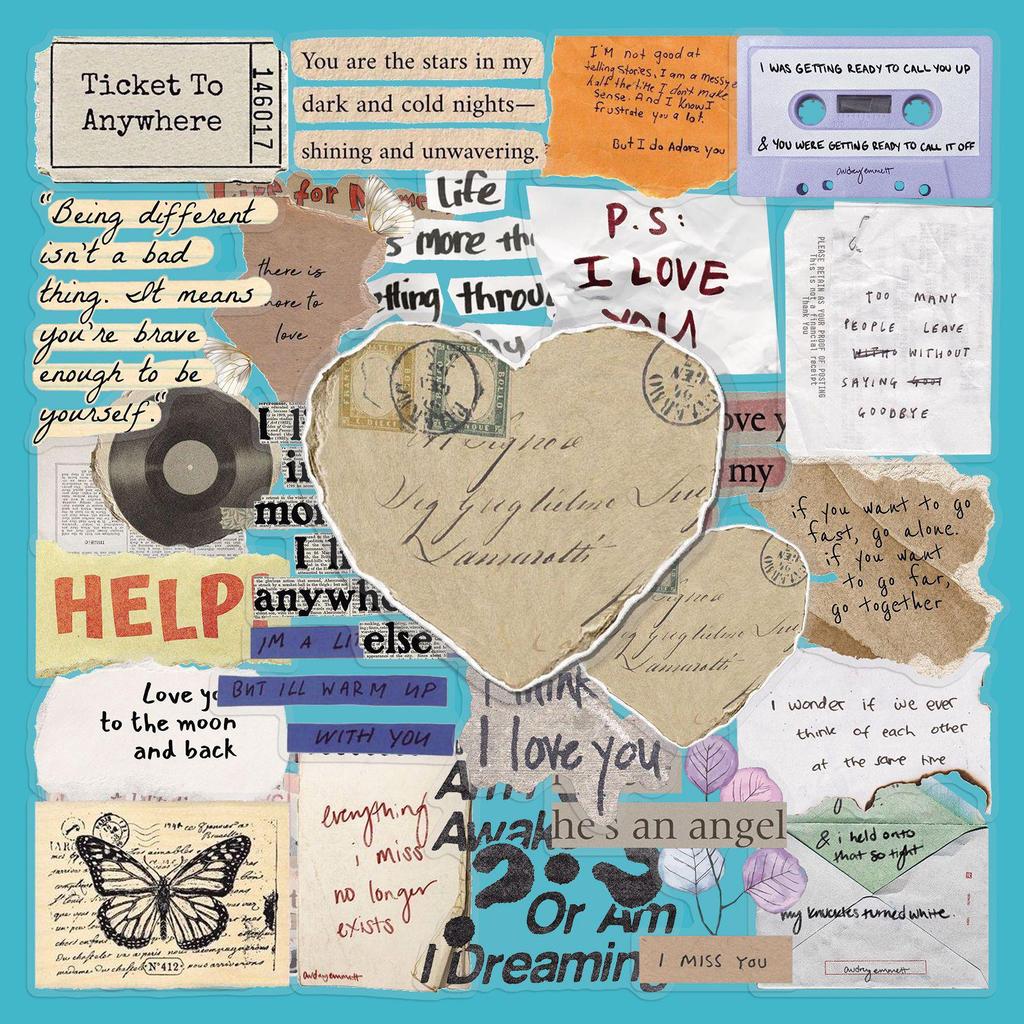 50 durchsichtige Retro-Sticker mit englischem Text - Wasserdichte DIY-Journal-Dekoration