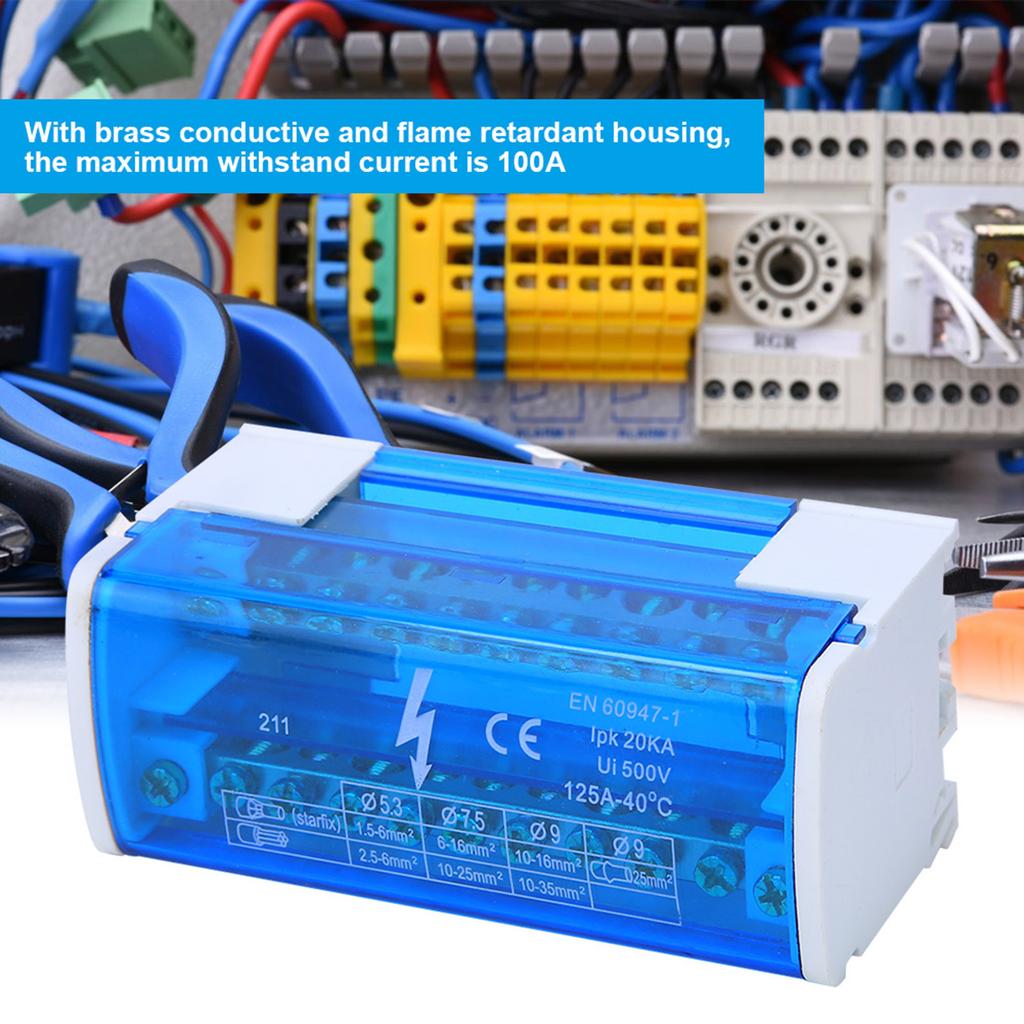 Din Rail Terminal Block Distribution Box Terminal Distribution Box Din Rail 2-Level Single Phase with Transparent Dust Cover 211