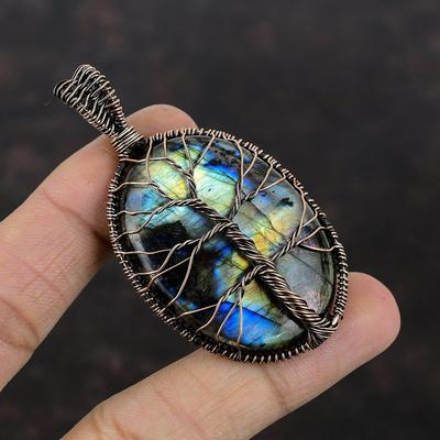 Tree Of Life Labradorite Pendant Copper Wire Wrapped Pendant Handmade Women Pendant Labradorite Copper Jewelry Gemstone Pendant Gift For Her