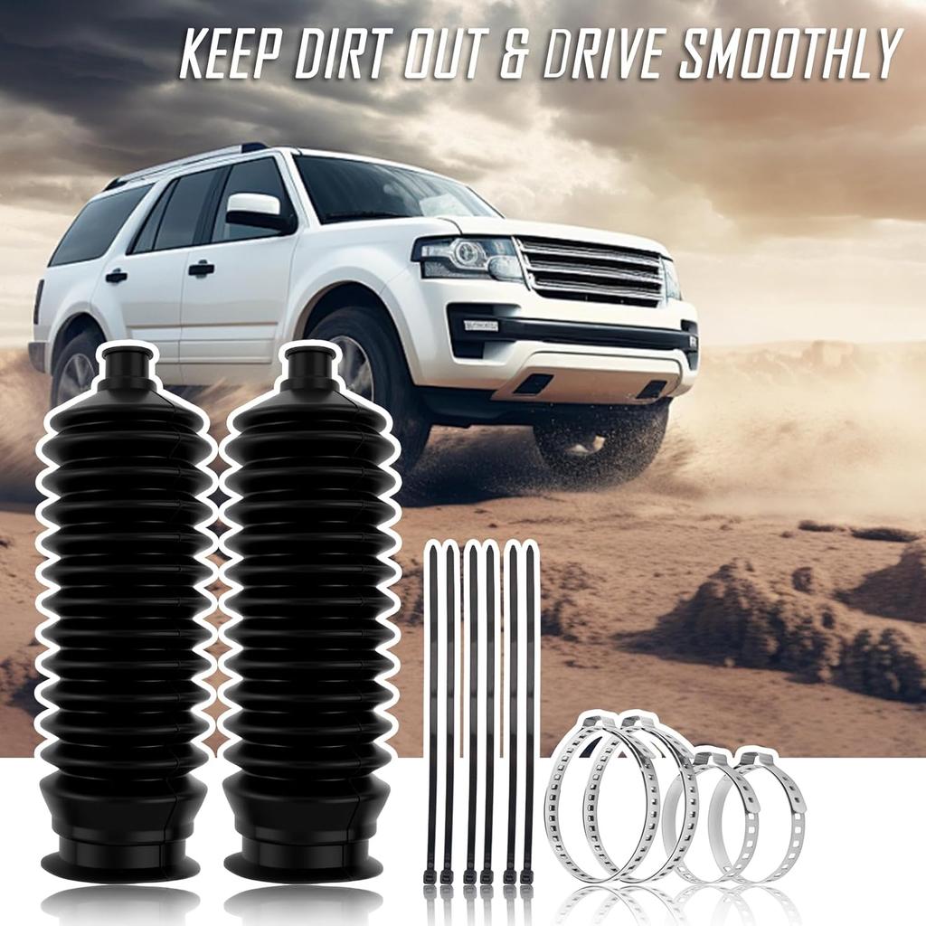 2PCS Inner Tie Rod Boot Kit With Zip Ties & Clamps,Thickened Silicone Rack And Pinion Boot For Steering Components,Durable Anti-Dust Steering Rack