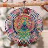 Flower Peacock Wind Chime Outdoor Garden Patio Decor Weatherproof 2D Art Rotating Hook Holiday Home Decoration