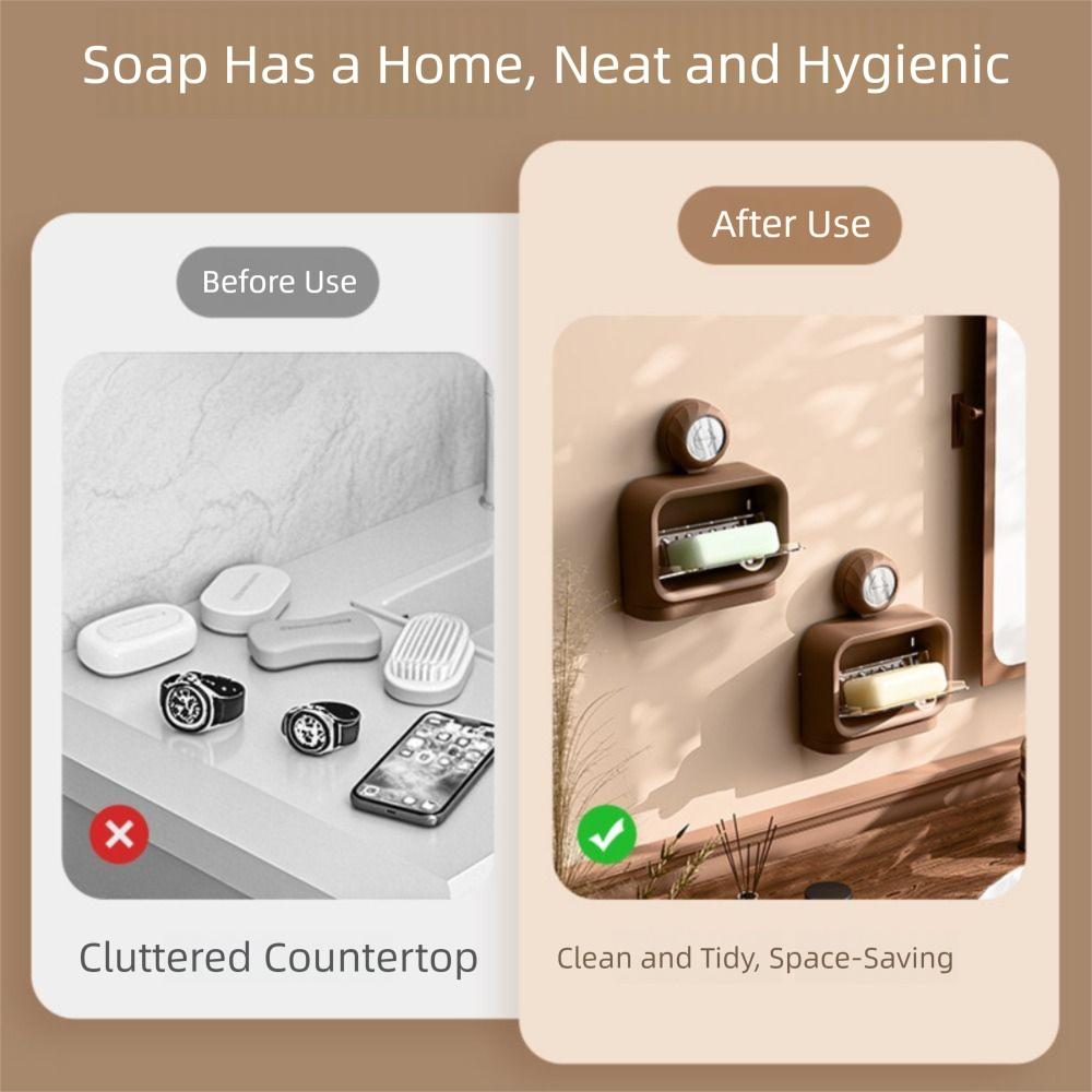 1/2 Grids Suction Cup Soap Holder Wall Mounted Soap Container Reusable Soap Storage Tray Kitchen