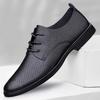 Men Summer Oxford Shoes Leather Breathable Comfortable LaceUp Fashionable New Black Classic Lace Two Layer Cowhide Hollow Small