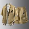 Chinese Casual Suit Men's Short-sleeved Shirt Shorts Two-piece Outer Wear Chinese Style Cool Summer Dress