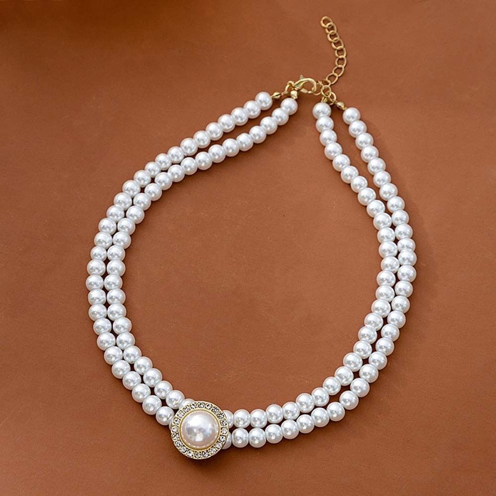 

Party Pearl Necklace Gold White Color Clavicle Chain Fashion Pearl Chain