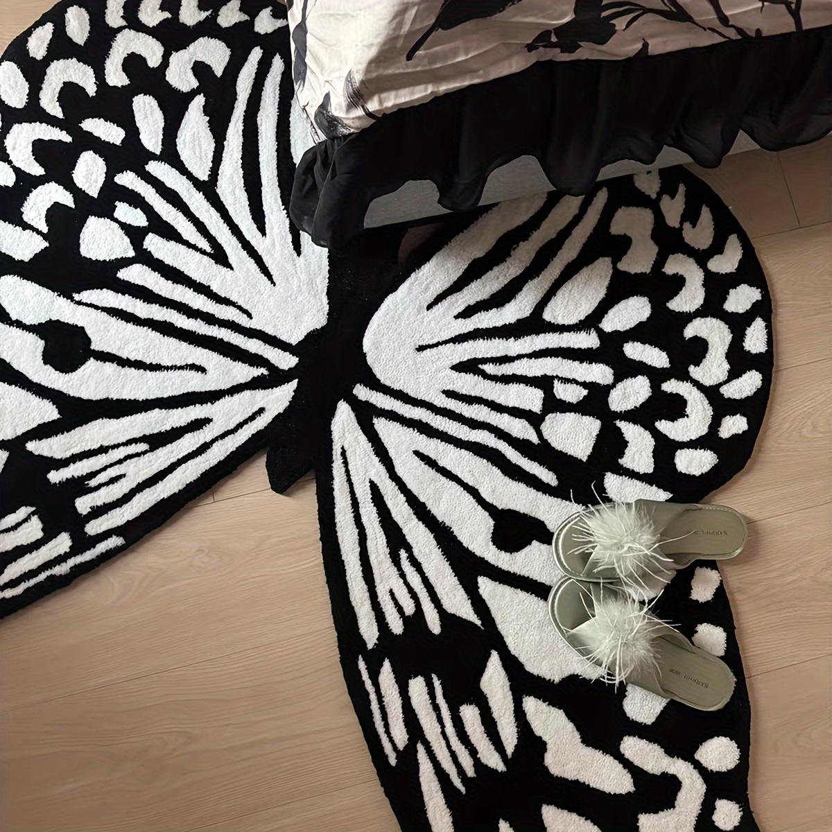 

Вязаный коврик в форме бабочки - Нескользящий, легкий, моющийся полиэстеровый коврик с резиновой основой - Идеально подходит для гостиной, спальни, 80*96CM