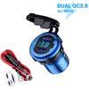 Carga rápida 3.0 36w carro duplo usb carregador qc3.0 alumínio à prova dwaterproof água com interruptor de voltímetro para 12v/24v motocicleta barco marinho rv