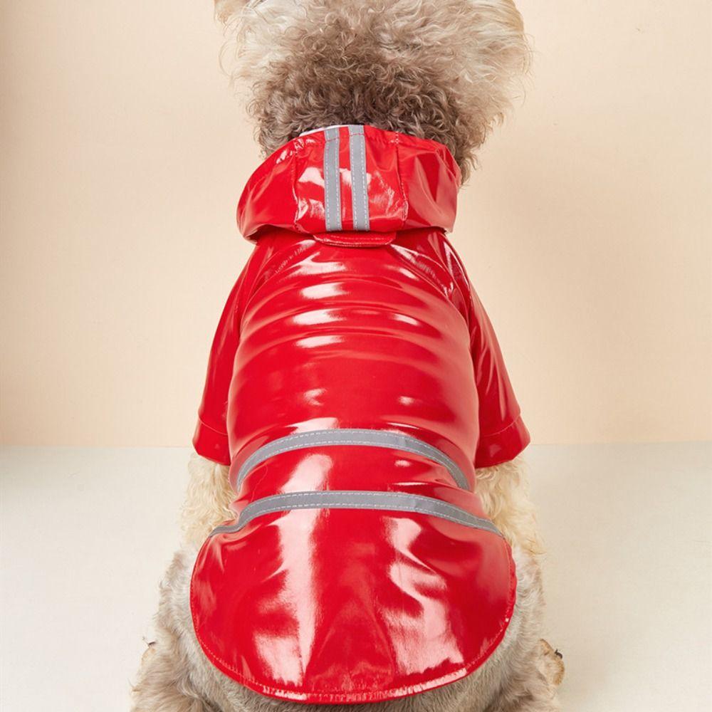 PU Dog Hooded Raincoat Towable Small Dog Clothes Stylish Dog Rain Cloak  Puppy