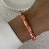 Lucky Evil Eye Flower Enamel Bracelets Set for Women Elegant Floral Rhinestone Geometric Spring Bangle Party Jewelry Gift