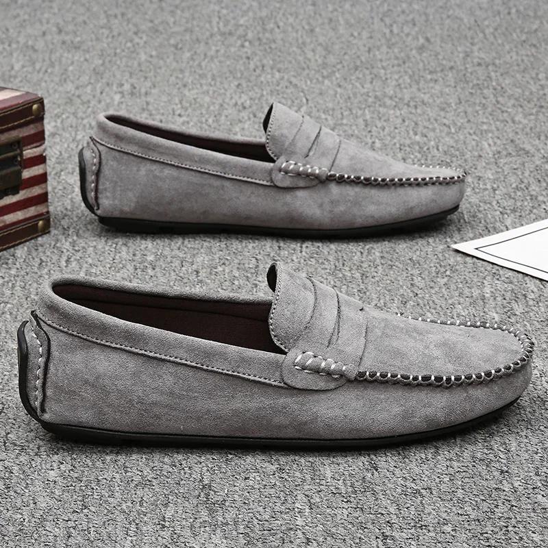 High Quality Men's Casual Shoe Loafers Hand-sewn Slip-on Flat Bottom Trendy All-match Mens Ddriving Shoe Fashion Men Casual Shoe