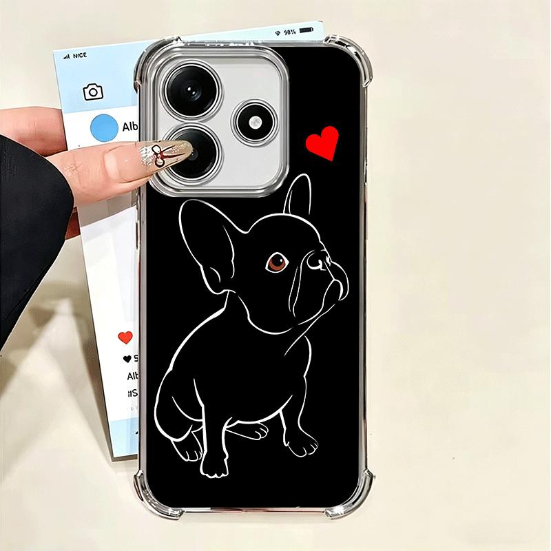 French Bulldog Black Desgin Plating Phone Case For Xiaomi Poco X5 X6 X7 X8 Pro Max F8 Ultra F7 M8 M7 M5S Redmi 15C 15 14C 13C 13