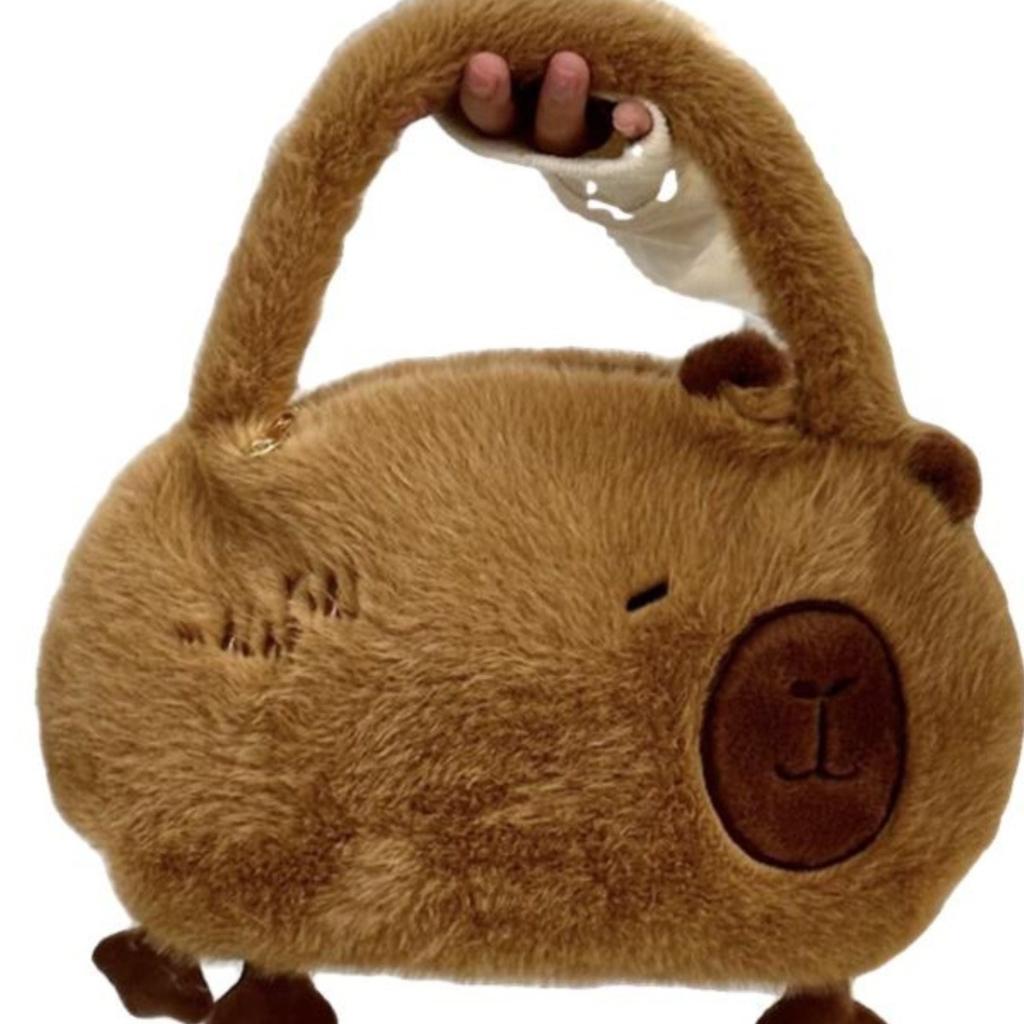 Cartoon Capybara Plush Doll Backpack Capibala Furry Crossbody Bag Children’s Holiday Gift