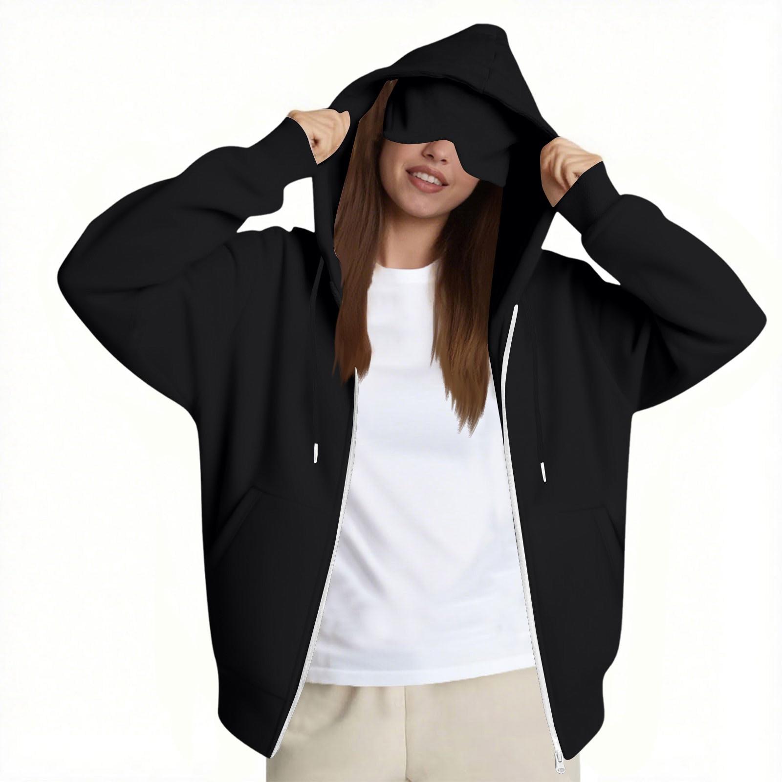 

Women s Fashion Casual Long Sleeve Color Hooded Sweatshirt Tops XL чорний