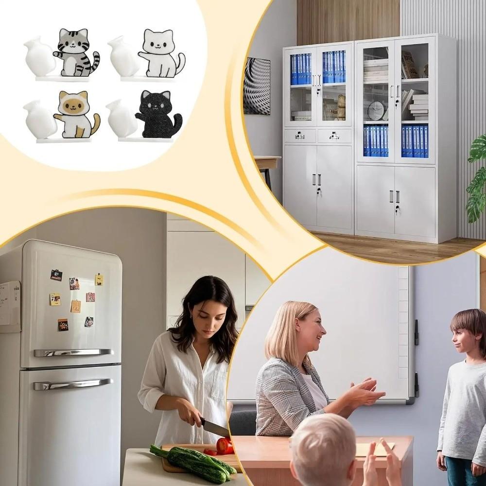 Magnetic Cat Hair Storage Memorial Box Cartoon Cat Pushing Vase Decor  for Home Decoration
