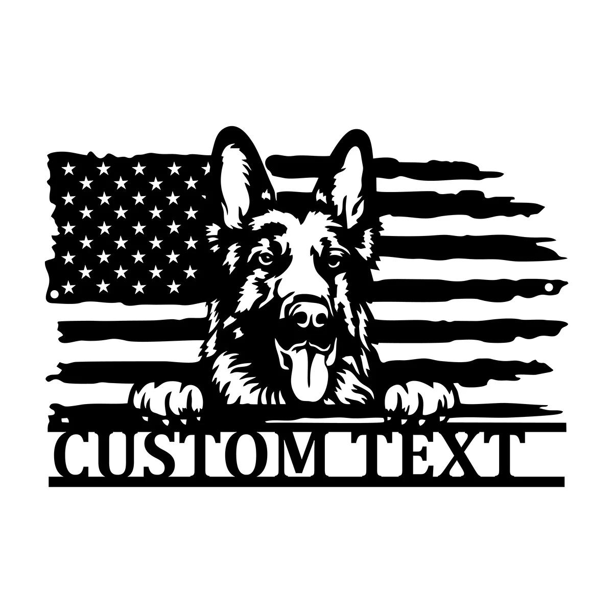 

German Shepherd Metal Wall Art with LED Lights, Personalized Dog Name Sign, Pet Lover Housewarming Gift чорний