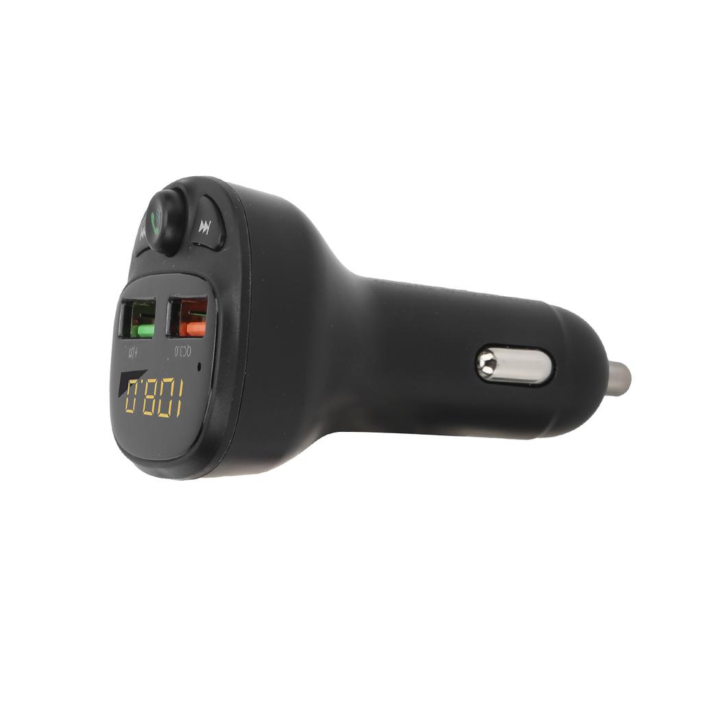 Car Dual USB FM Transmitter Bluetooth5.0 QC3.0 LED Display Wireless Handsfree Voice Reminder 12‑24V