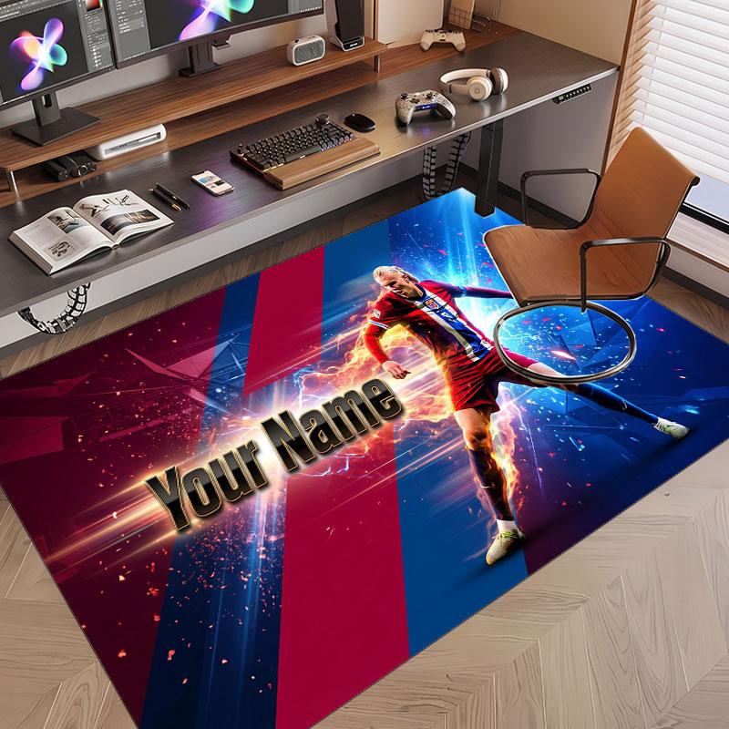 Custom Rug Erling Haaland Pattern Print Name Text Soft Non‑Slip Floor Carpet for Home Indoor Decoration