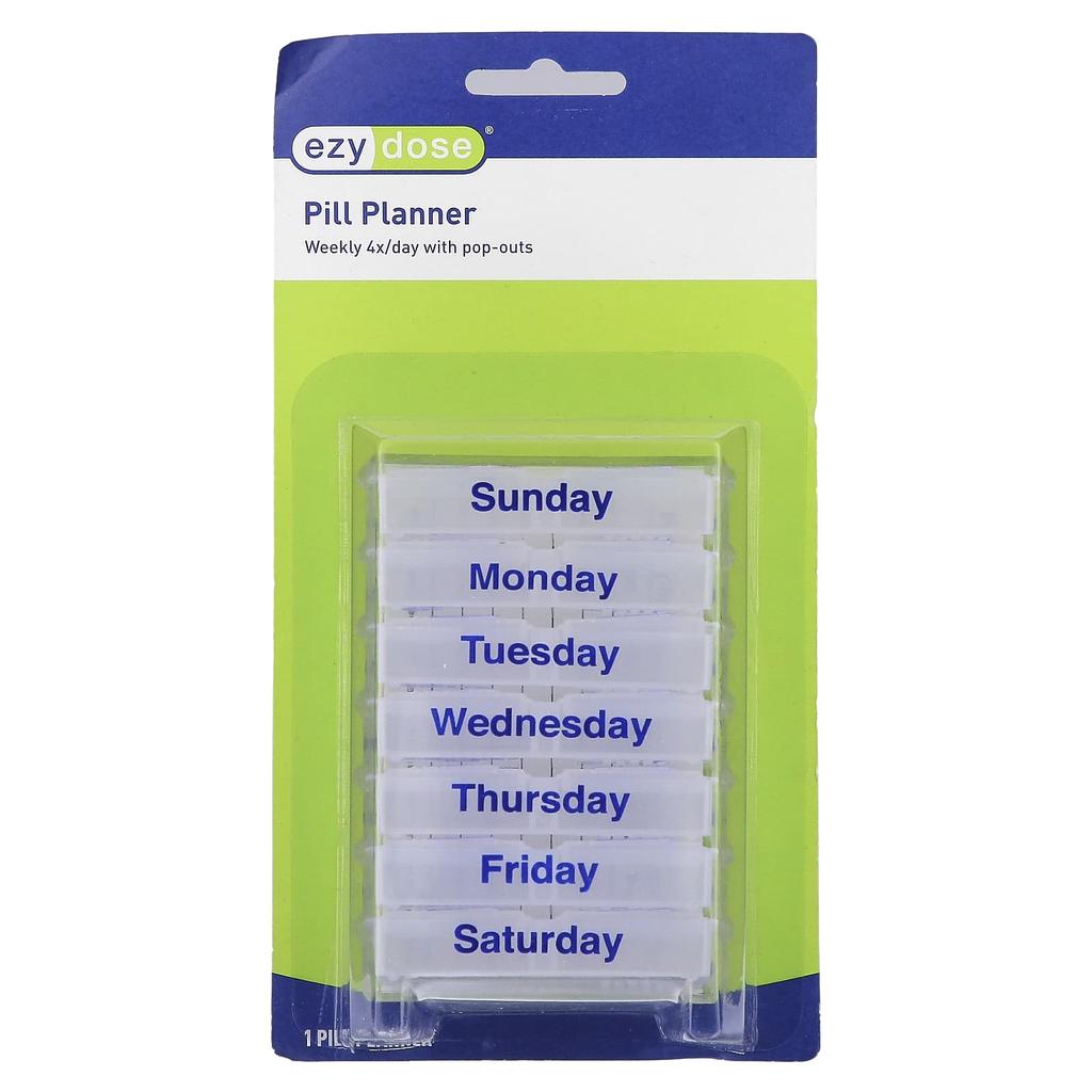 Pill Planner, Weekly 4X Day (Pop Out), 1 Pill Planner